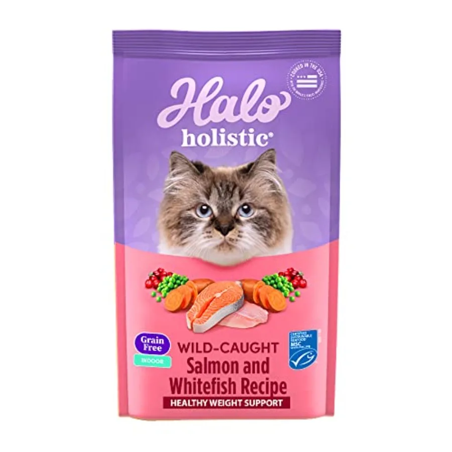 

Holistic Cat Food Wild Caught Salmon and Whitefish Formula Grain Free Dry Cat Food For Healthy Weight Support Kibble for Indoor