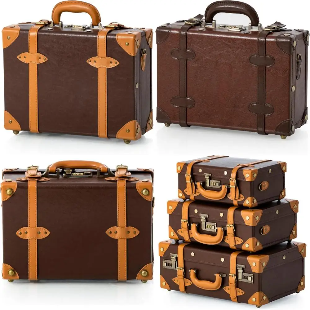 Vintage-Style Women's Overnight Luggage Bag - Cute Pu Suitcase with Strap, Chocolate Brown, Ideal for Travel and Weekend Getaway