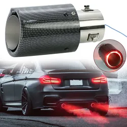 Fiber Muffler Tip Luminous Tail Throat Stainless Silencer Exhaust Pipe Throat Glossy Auto LED Light Sport Modified Universal