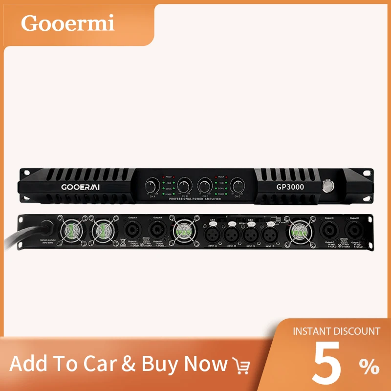 

Gooermi Professional High Power 2000W Amplifier 4 Channels Audio For Disco Outdoor Concerts Subwoofer Speakers Stage KTV DJ