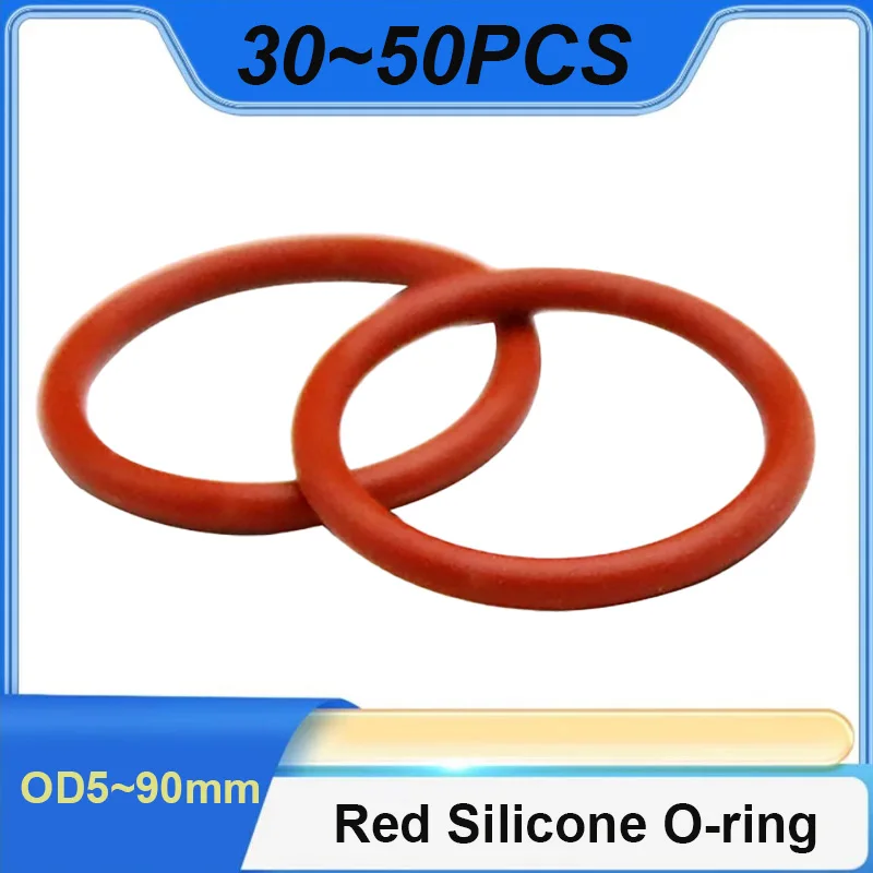 Red Silicone O-ring Thickness 1/1.5/2mm Silicone Red Sealing Temperature Resistant Gasket Ring Complete in Specifications