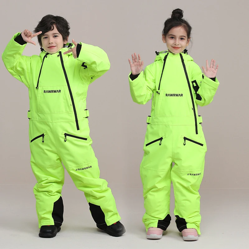 

2023 Winter New Kids One-Piece Ski Suit Girls Boys Snowboard Suit Overalls Warm Children Ski Set Jumpsuits Windproof Waterproof