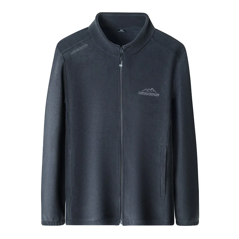 New Winter Men Fleece Heating Zipper Jacket Fashion Casual Embroidery Thickened Stand Collar Mens Warm Outdoor Coat Outerwear