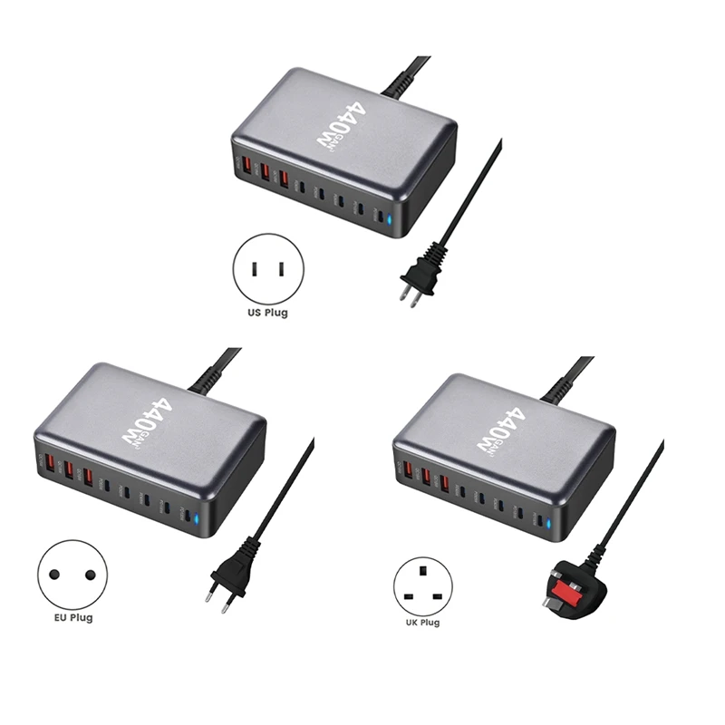 440W  Fast Charge 3.0 USB Type C Fast Charger Mobile 8-Port 5C3A PD Charger Convenient To Carry Tablet Charger US Plug