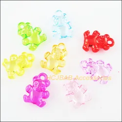 50Pcs Mixed Plastic Acrylic Clear Animal Bear Charms Pendants 15x20.5mm