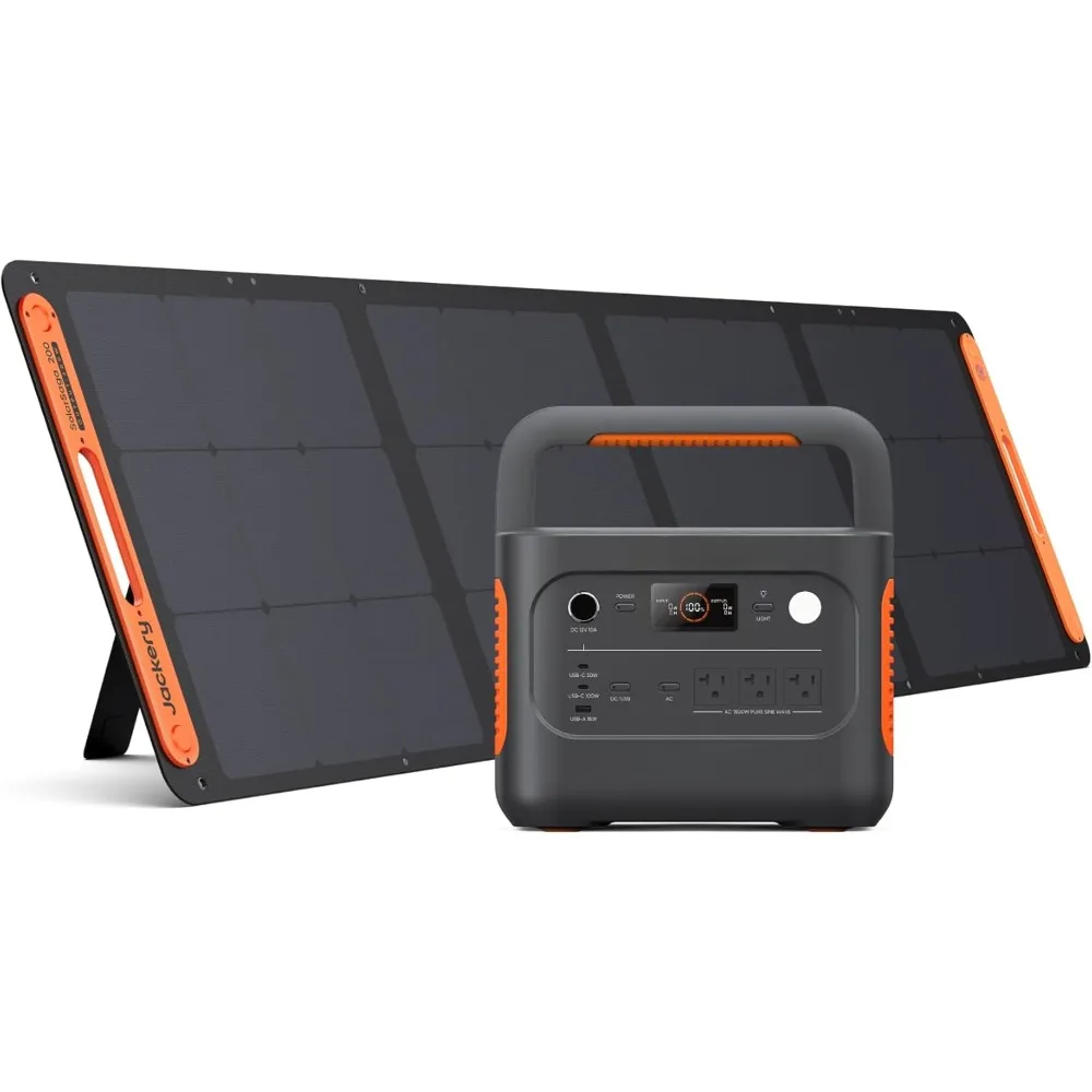 Solar Generator 1000 V2 with 200W Solar Panel(2024 New),1070Wh Portable Power Station LiFePO4 Battery,1500W AC/100W USB-C Output