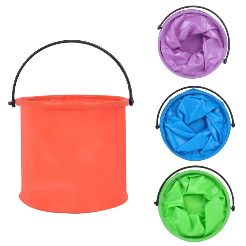 Children's Outdoor Beach Toy Bucket Portable Folding Retractable Bucket Beach Playing Water Digging Sand Fishing Painting Tool