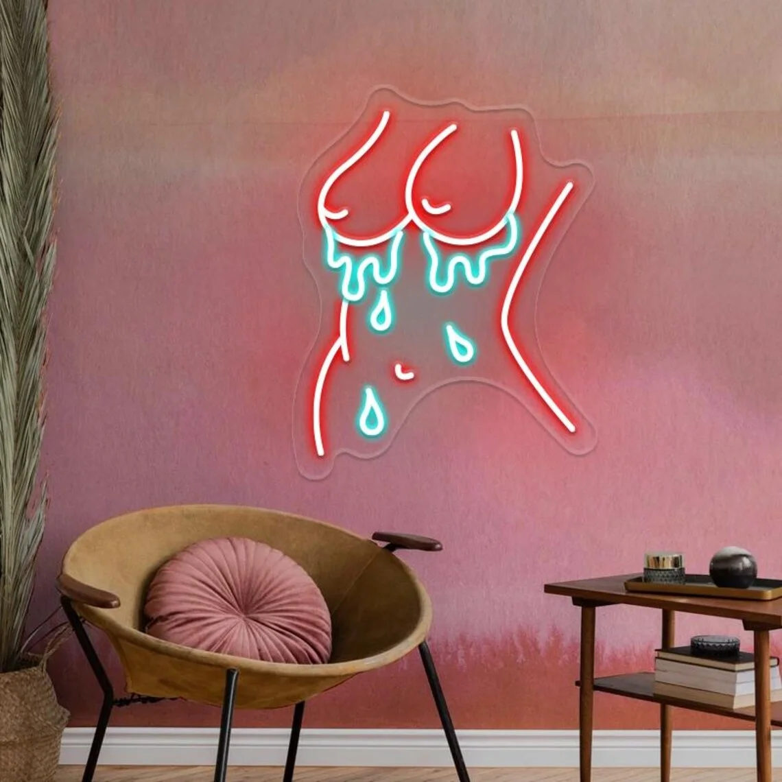 Woman Boobs Body Neon Sign,Cum On Chest Neon Light,Sexy Female Silhouette Neon Light,Adult Humor Neon Sign