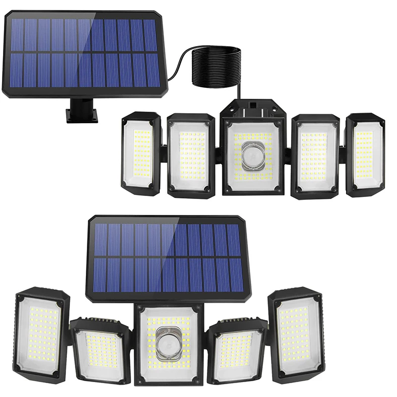 Solar Wall Lamp Five-Head Rotating Outdoor Human-Sensing Light For Courtyard Use Waterproof Light For Fence Road Illumination