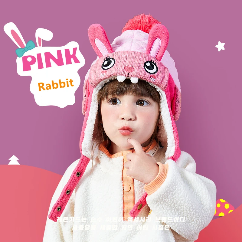 

Winter Warm Baby Ear Protection Hat Kids Earmuffs Cap Cartoon Toddler Woolen Knitted Hats 0-3 Years Children Winter Beanies