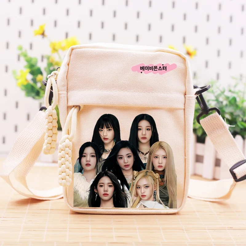 Kpop ZB1 BABYMONSTER Canvas Bag Fashion Printed Multi Functional Storage Bag Zipper Shoulder Bag Wonyoung Ricky Felix Fans Gift