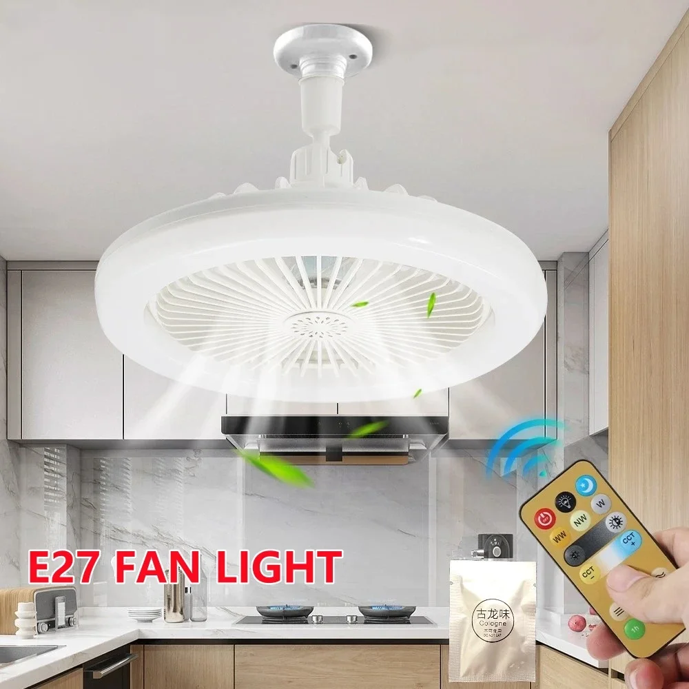 2-in-1 Three-speed Mode LED Fan Light With Remote Control E27 AC85-265V Lighting Base For Bedroom Living Room Light Fan Ceiling