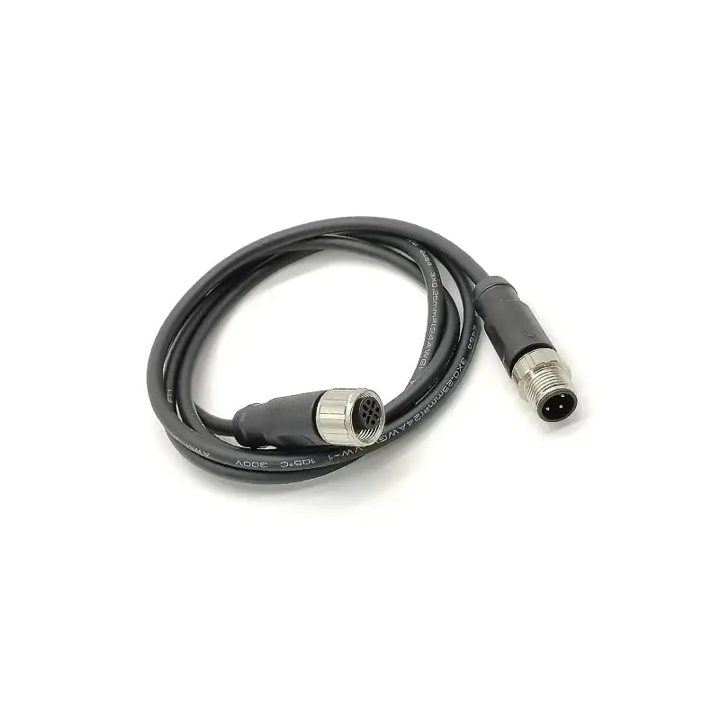 M12 3 Pin Male to 5 Pin Female A Code 180 Degree Cable Crodset 1Meter AWG22, 1 to1 Contact