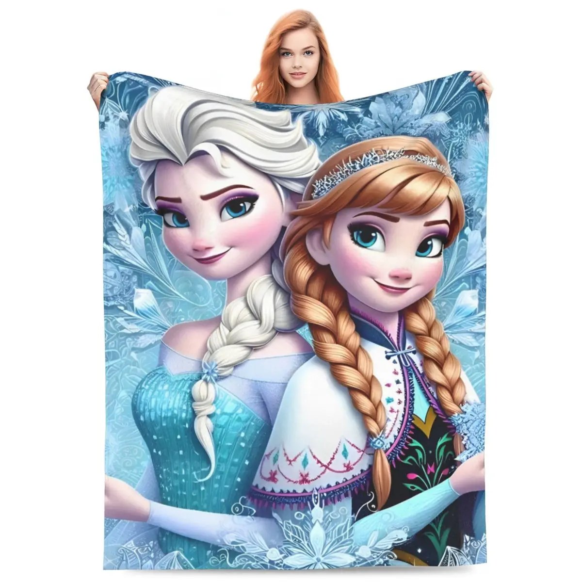 Frozen Elsa Cartoon Flannel Blanket Soft Warm Throw Blanket for Couch Chair Travel Funny Bedspread Sofa Bed Cover