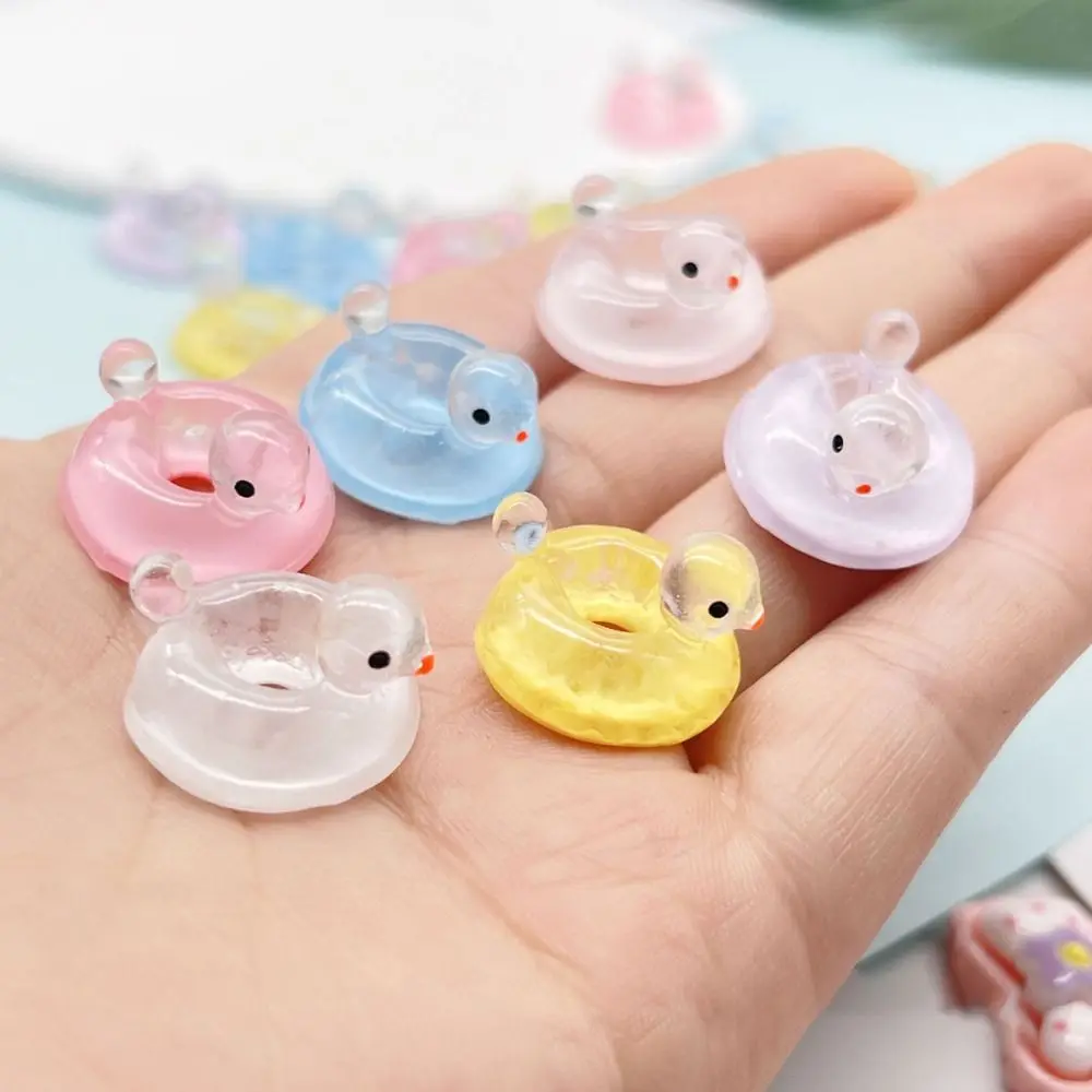 10Pcs New DIY Luminous Resin Ducks Mini Cute Luminous Ducks Micro Landscape Creative Swimming Ring Luminous Ducks