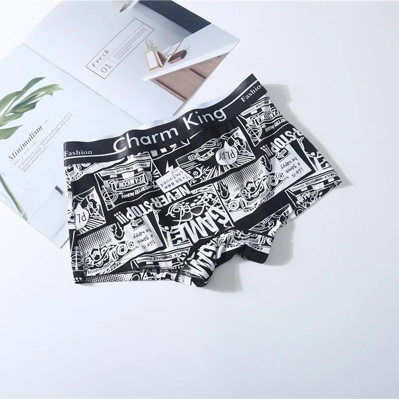 Women Boxer Briefs Trans  Les Underpant Modal Fabric Underwear Cartoon Printing Female Boyshort M-2XL