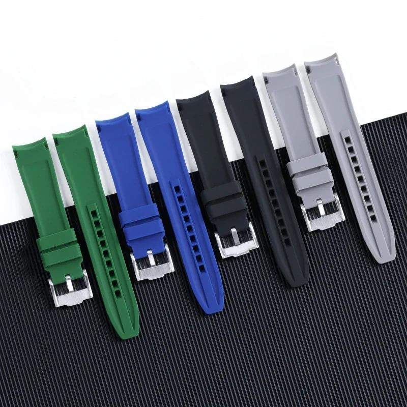 20mm 22mm Rubber Strap for Omega for Swatch for Rolex Curved End Silicone Watch Strap Waterproof Sport WristBand Men Bracelet