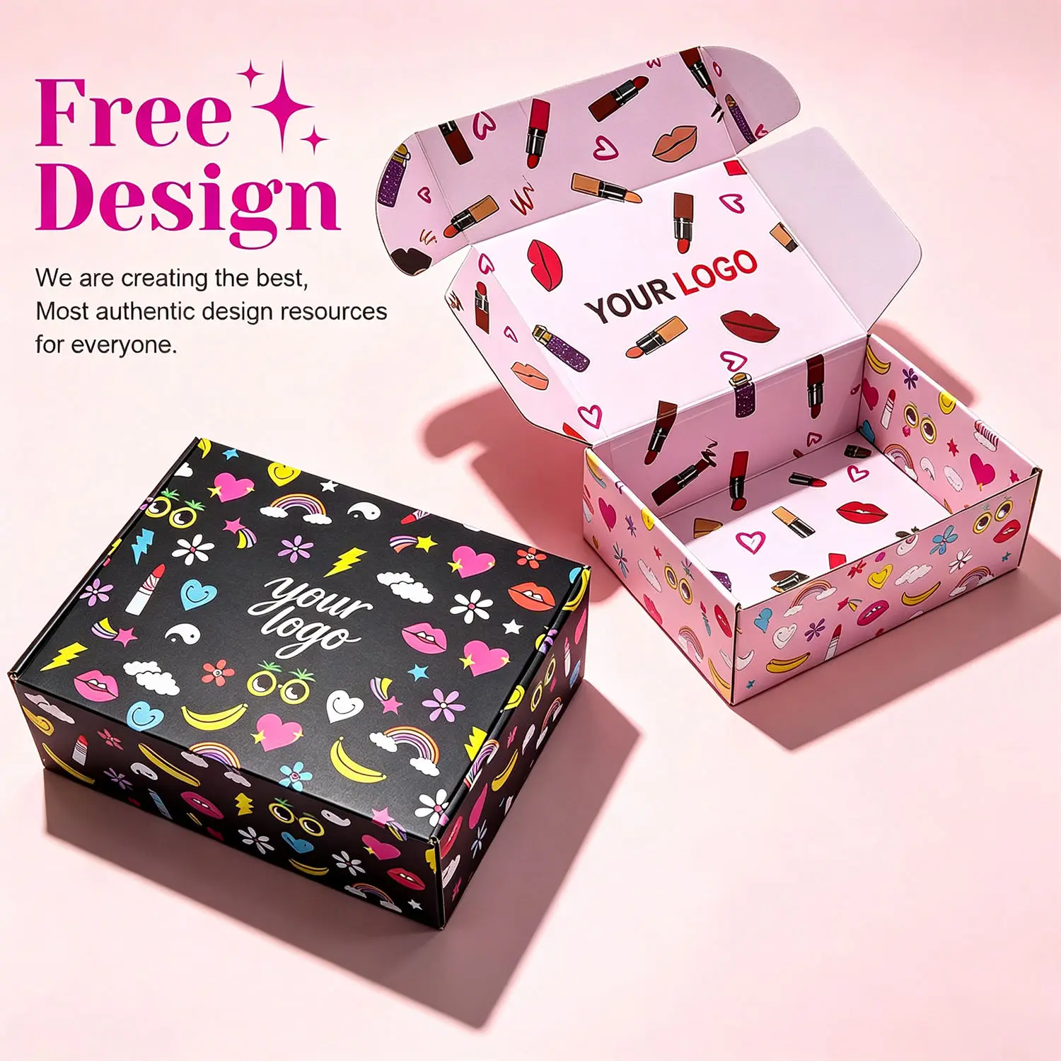 Double Sided Printing Custom Logo Gift Box Extra Hard Folding Paper Box Color Packaging For Cosmetics E-Commerce