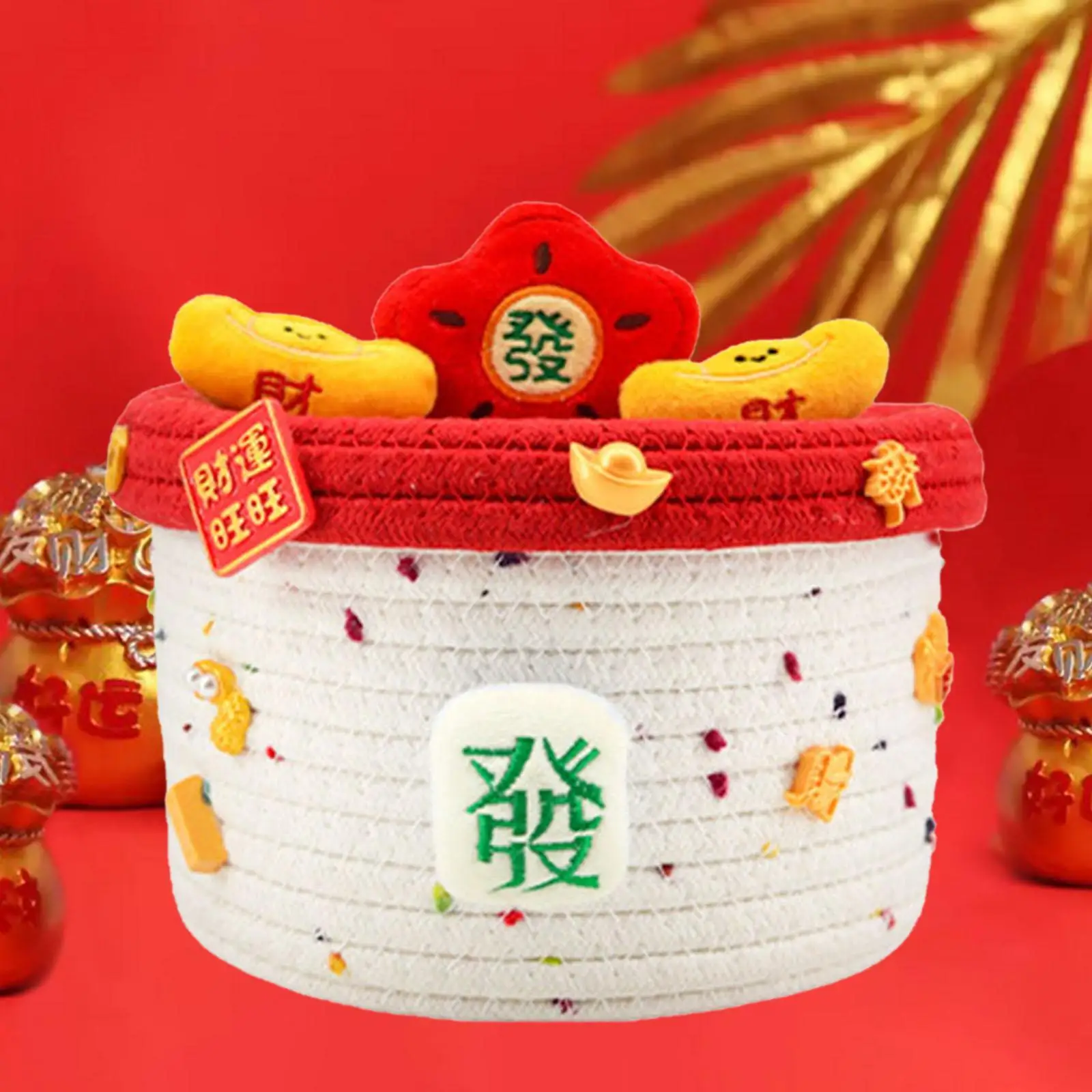 Small Woven Basket Chest Box Desktop Organizer for Sundries Kids Toy Snacks