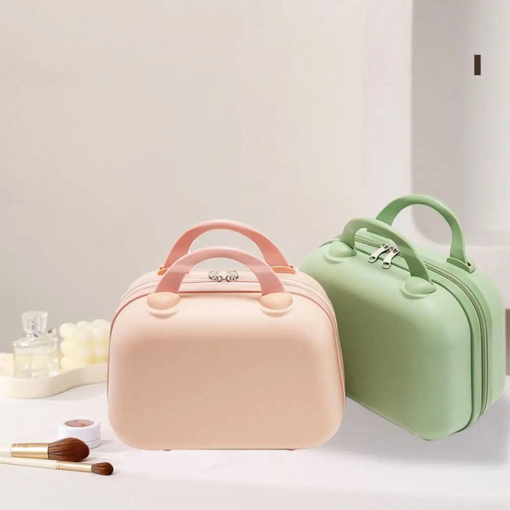 Storage Toiletry Box Solid Color Suitcase Large Capacity Square Box 14-inch Cosmetic Cases Portable Zipper Makeup Case Travel