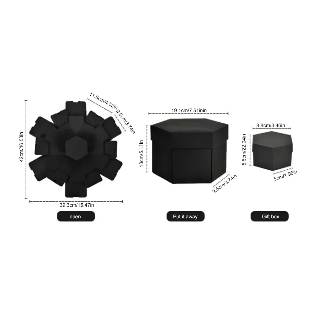 Multi-layer Hexagonal Explosion Box with Photo Album Surprise Explosive Box Creative Handmade for Valentine Day Wedding Proposal
