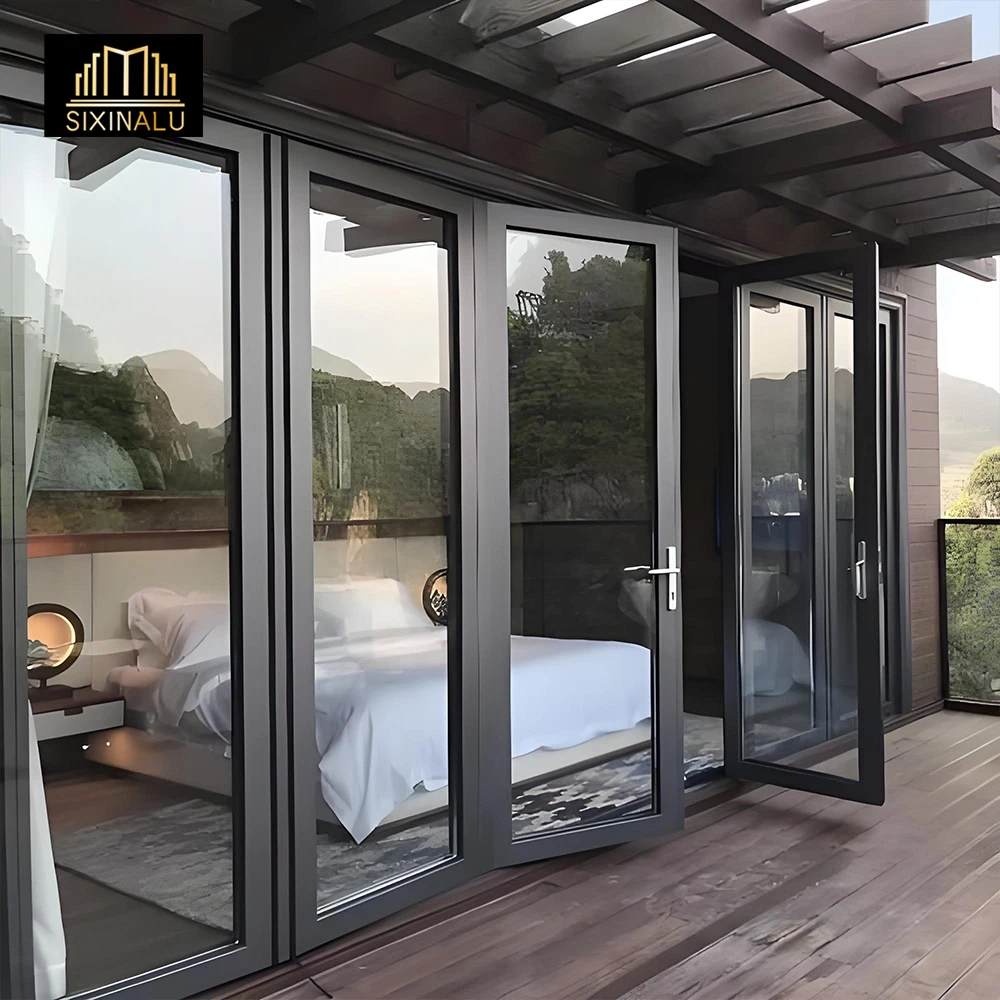 

Sixinalu Folding Accordion Door With Screen Interior Sliding Front Entry Doors Room Custom Home Decor Aluminum Double Glaszed
