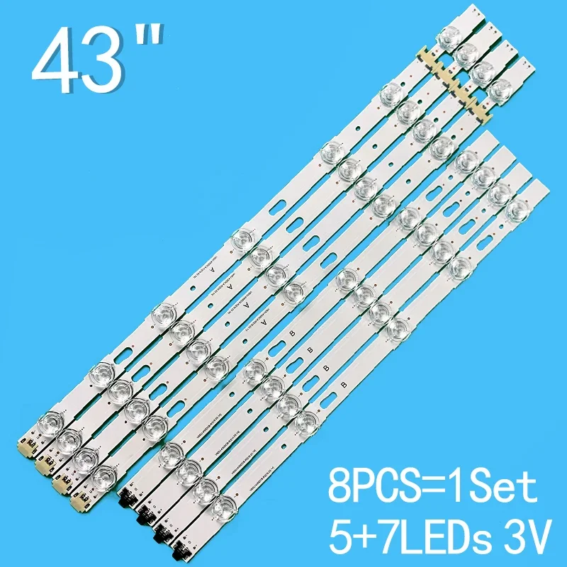 LED backlight strip (8) suitable for Samsung UE43KU7000 UE43MU7000 UE43MU6100 UA43KU6000 UA43KU7000 UA43MU6100 UE43KU6000 UE43MU