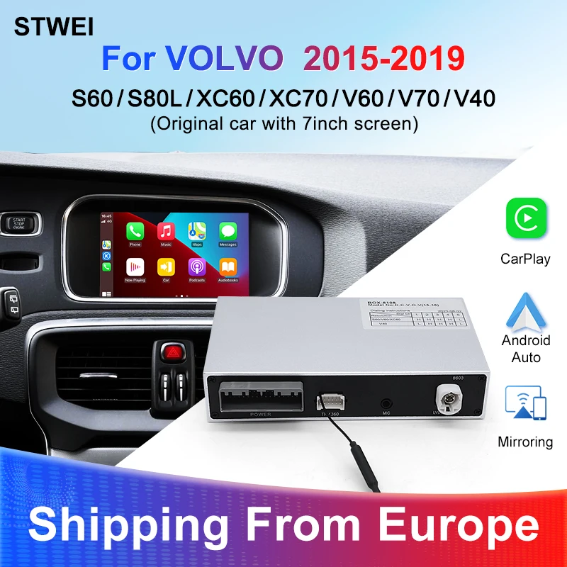 Shipment from European warehouse Wireless CarPlay For Volvo XC60 XC70 S60 S80 V60 V70 V40 2011-2019 Bluetooth Music Rear Camera