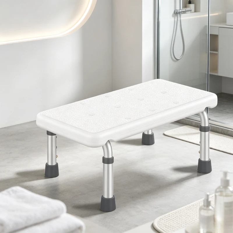 Non-Slip Shower Stool, Aluminum Bath Seat for Elderly & Kids, Office Under Desk Footrest, Portable Anti-Fall Step Stool & Home