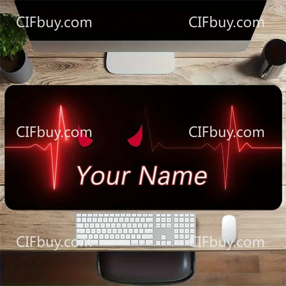 Customizable Lifeline ECG Themed Desk Pad, Stitched Anti‑Slip Rubber Mouse Mat for Home Office Gaming Desktop
