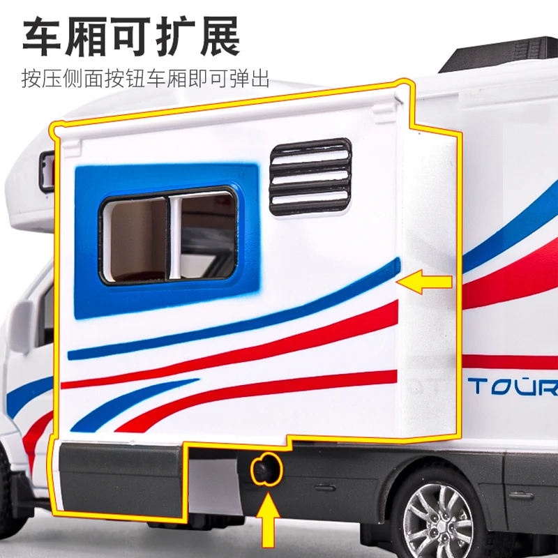 1:32 simulação grande acampamento rv carro de brinquedo liga modelo de carro ônibus turístico carro viagem infantil menino