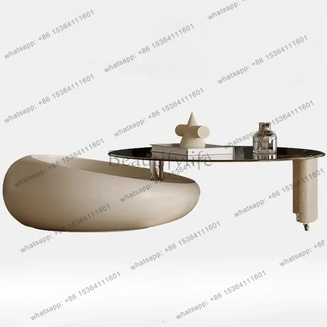 

Italian minimalist rotating coffee table designer creative round paint high-end small apartment living room home