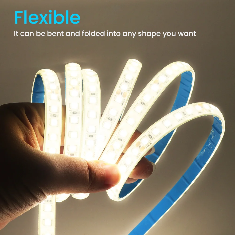 12V 24V IP68 Waterproof LED Strip Light Adhesive Tape with 2-pin Wire/ DC Plug 2835 120 LEDs Flex Cold Warm Natural White Decor