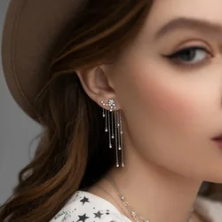 Fashion Korean Stud Drop Dangle Tassel Earrings Lady Elegant Club Dress Earring Jewelry Accessories for Women Creative Gifts