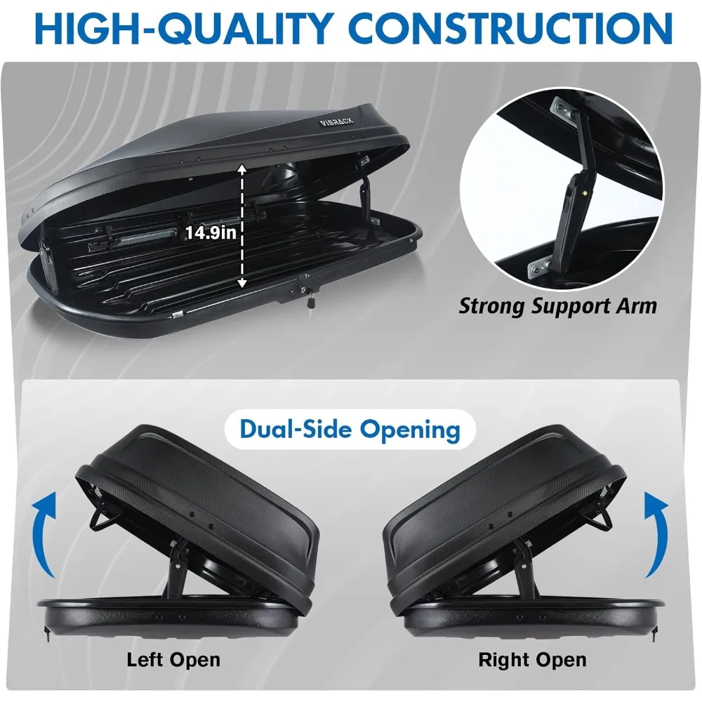 صندوق حمل شحن كبير، سقف صلب عالي التحمل مع مفاتيح أمان، صندوق شحن مقاوم للماء على السطح، 62 (طول) × 31 (عرض) × 15 (ارتفاع) بوصة