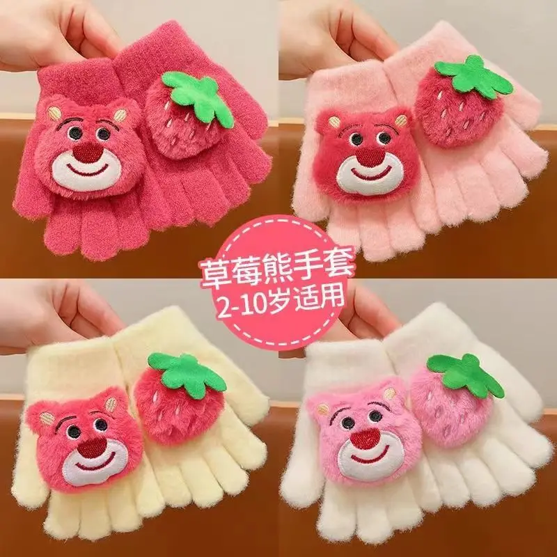 

Kawaii Disney Lotso Plushes Gloves Kids New Cute Warm Mittens Cartoon Anime Girls Winter Outdoors Warm Gloves Children Gift