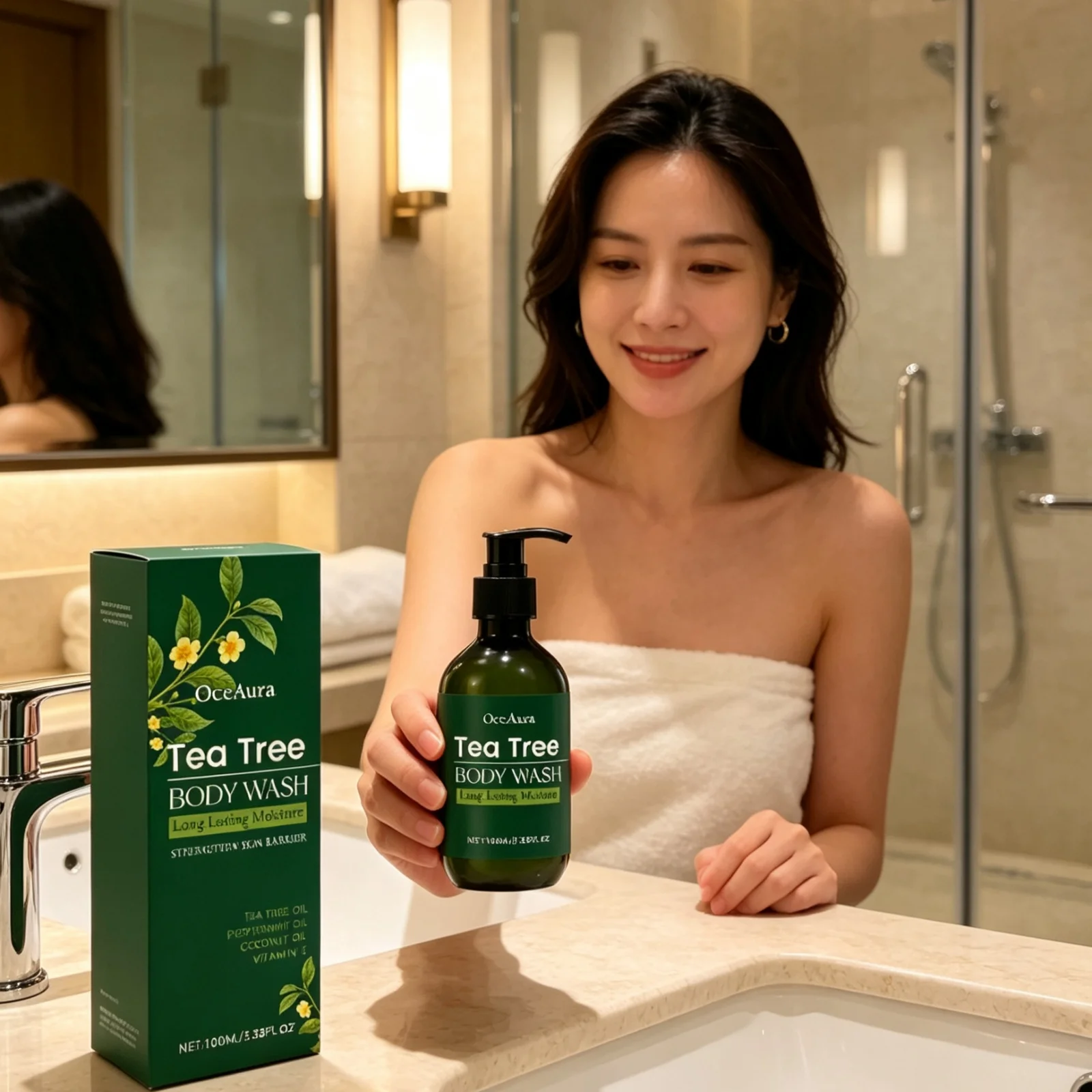 OceAura OceAura Tea Tree Body Wash Nourishing Skin Gentle Care Wash Away Dirt Eliminate Body Odors Strengthen Skin Barrier Shower Gel - Aliexpress Deal