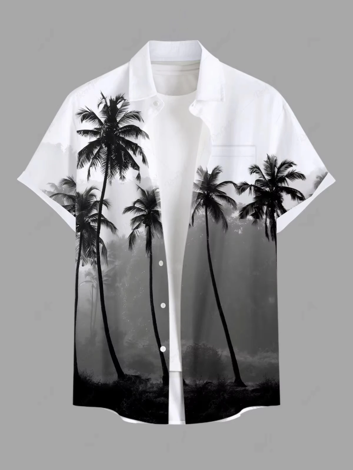 Men's Summer Clothing 3D Hawaiian-Style Shirt Loose-Fit Beach Short-Sleeve Coconut Tree Print Shirt T-Shirt Casual Top