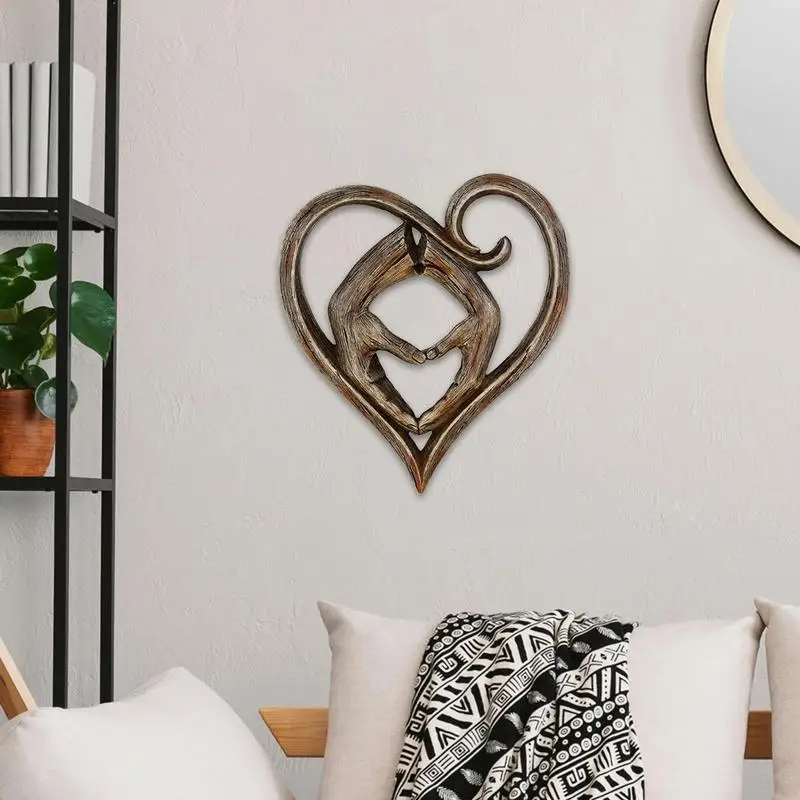 Valentines Wall Decor Craft Romantic Art Sculpture Heart Holding Hands Wall Decor For Home Office Living Room Bedroom Window