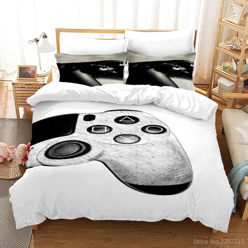 White Game Gamepad 3d Printed Bedding Set Bed Linen Bedclothes Boys Girls Adults Duvet Cover Pillowcase Double Queen King Size