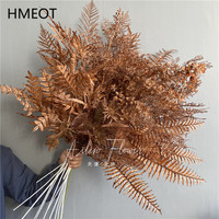 Autumn Coffee Brown Artificial Flower Plant Leaf DIY Wedding Party Flower Arrangements Material Rose Peony Mist Grass Home Decor