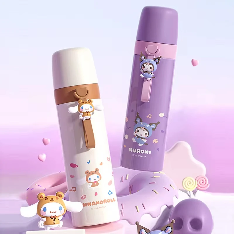 Sanrio Cinnamoroll Isolado Beber Straw Cup, 316 Aço Inoxidável Cup, Garrafa de Água Portátil, Kids Gift, Kuromi Melody, 500ml