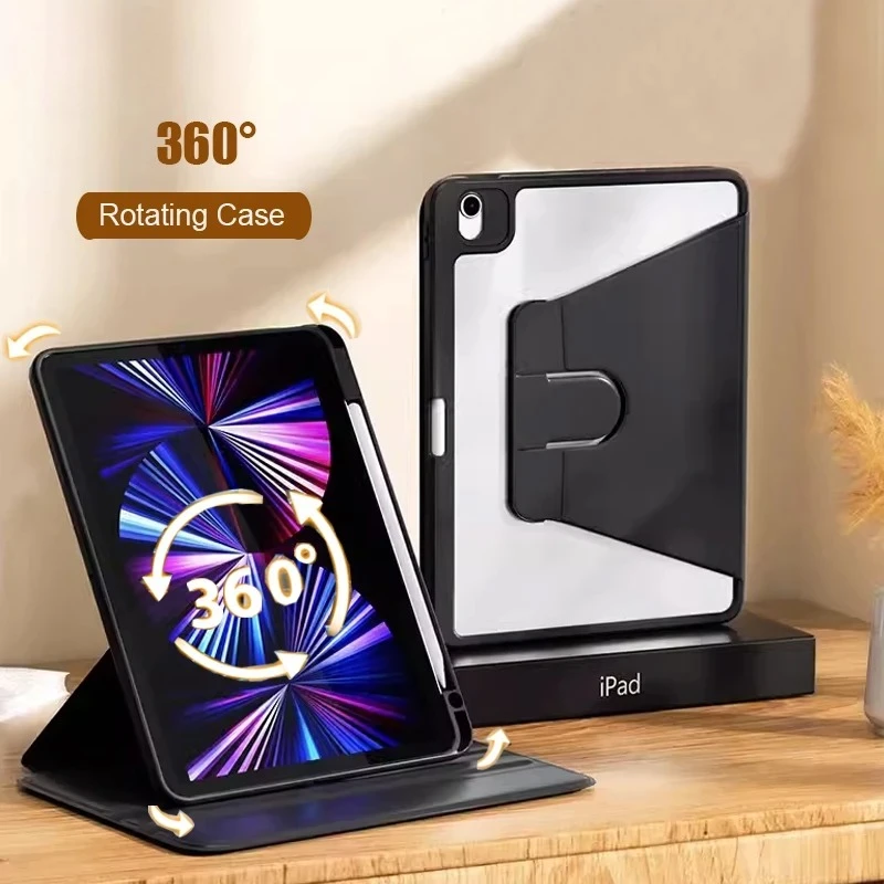 

For Ipad Air 5 4 10th 10.9 Case New ipad air 11 11th Pro 11 13 3 9.7 Cover 10.2 7th 8th 9th Gen 360° Rotation Shell Accessories
