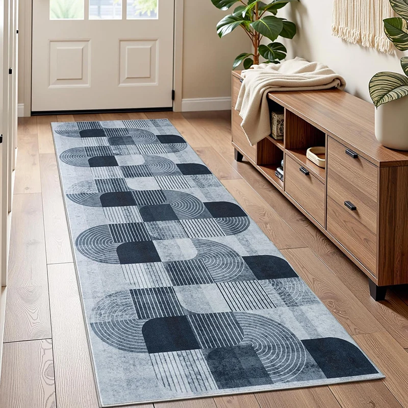 Corridor Carpet Runner Rug Hallway Long Carpets Machine Washable Non-Slip Floor Mat Bedside Mat Modern Geometric Pattern Rugs