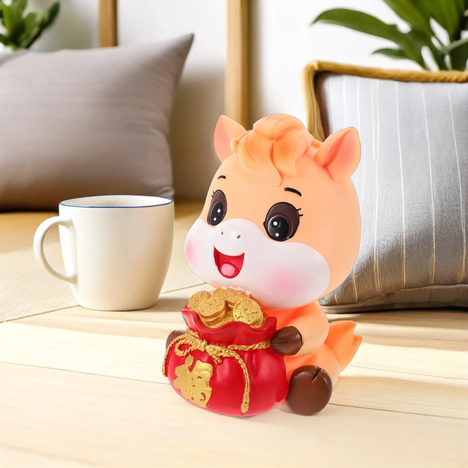 

Cute Horse Piggy Bank - Vinyl Children Money Box for Saving Coins Cash Spring Festival Gift Decorative Desktop Bank for Boys and