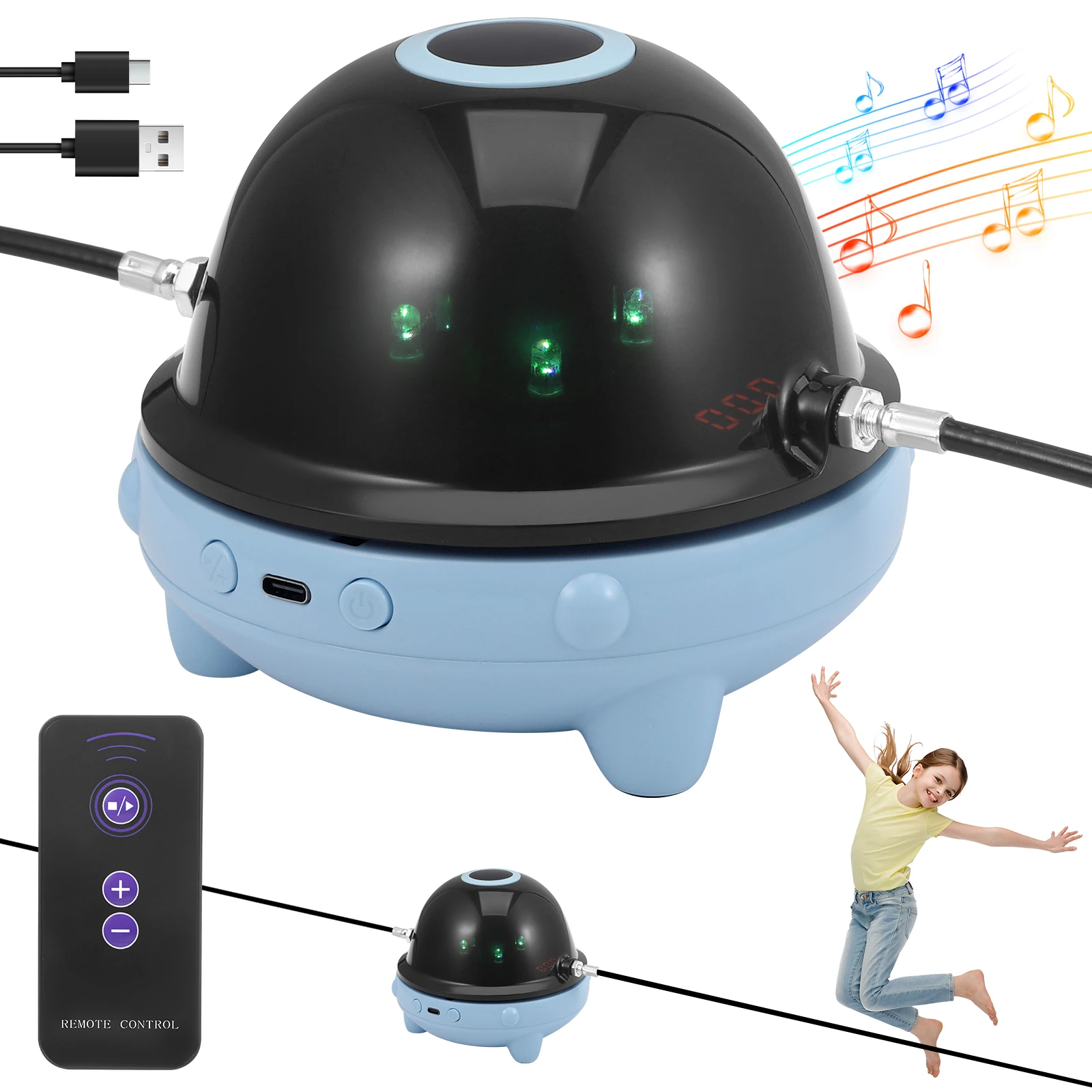 Image of Musik-Springseilmaschine, intelligente automatische elektrische Springseilmaschine, Bluetooth-LED-Anzeige, Zähler, 10 Geschwindigkeiten, für Fitness-Studio, Party, Zuhause