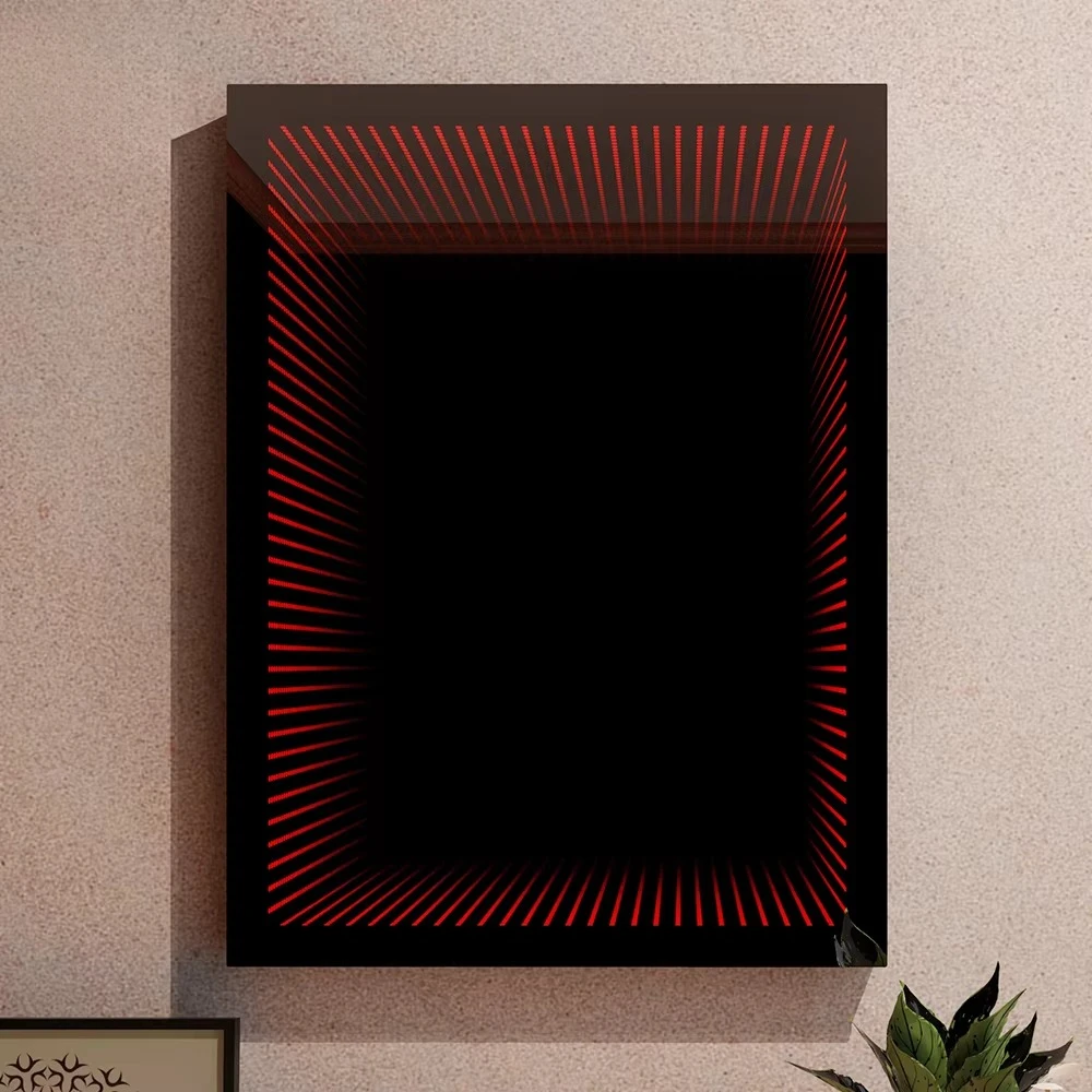 2022 hot-selling smart tunnel LED wall-mounted rectangular infinite 3D mirror luminous touch switch modern design custom size