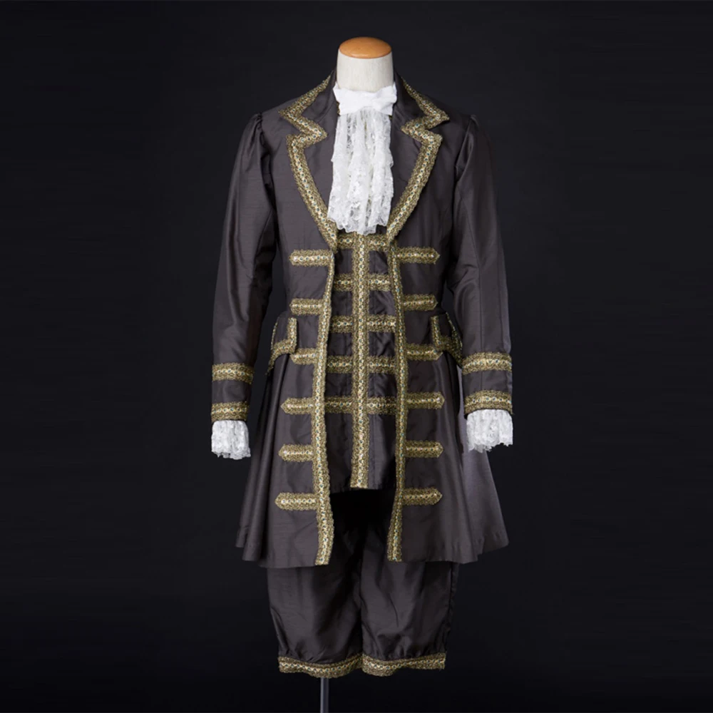 Renaissance Victorian Colonial Pirate Costume 18th Century Royal Court Noble Prince Rococo Uniform Suit Theater Show Gown