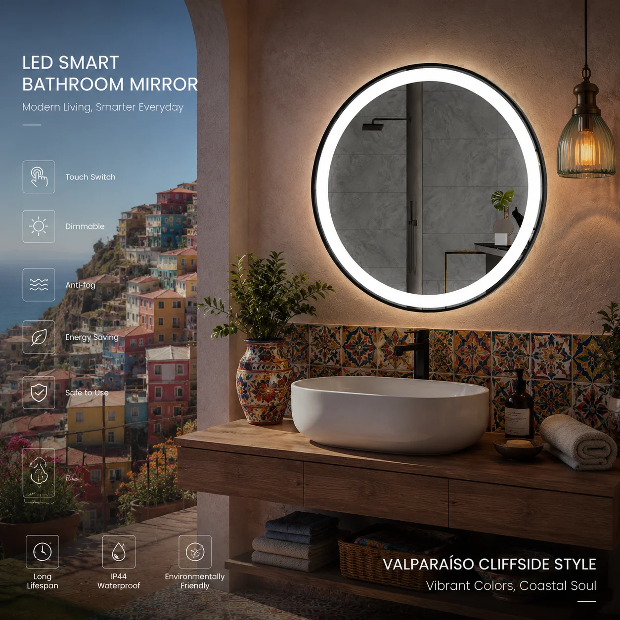 Bathroom Mirror Led - مرآة حمام دائرية بإضاءة LED 70