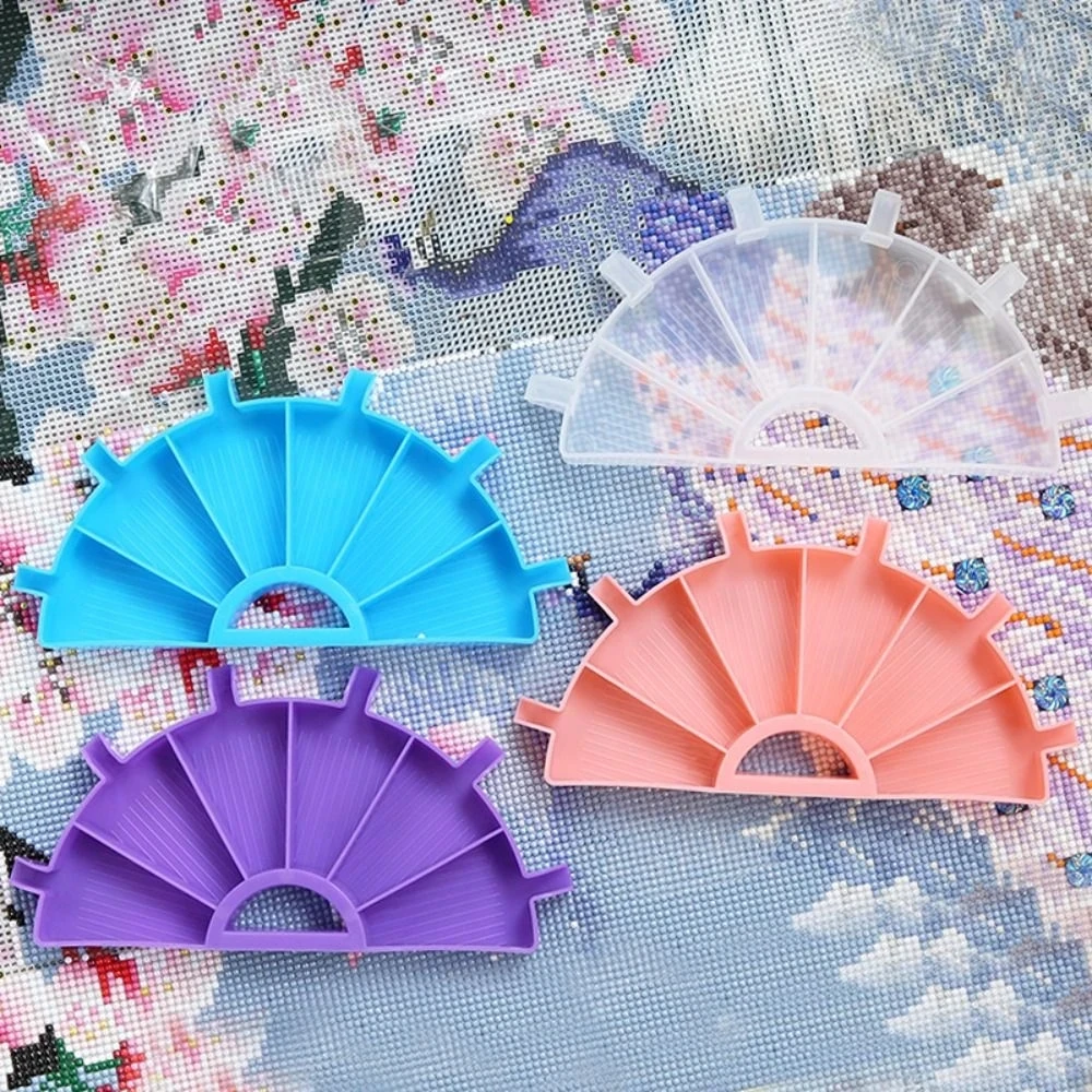 Hand-held 6 Grid Fan-shaped Diamond Painting Tray, Diamond Art Tray, Diamond Painting Tools Accessories, DIY Crafts Suppliers